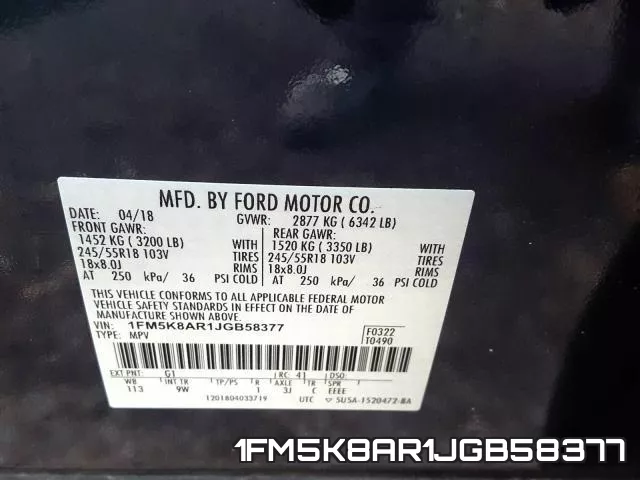 1FM5K8AR1JGB58377 фото 2