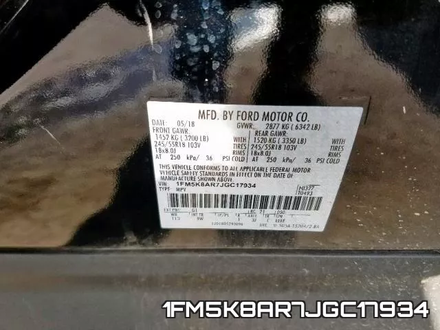1FM5K8AR7JGC17934 фото 2