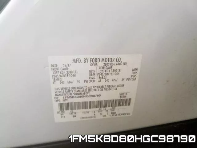 1FM5K8D80HGC98790 фото 2