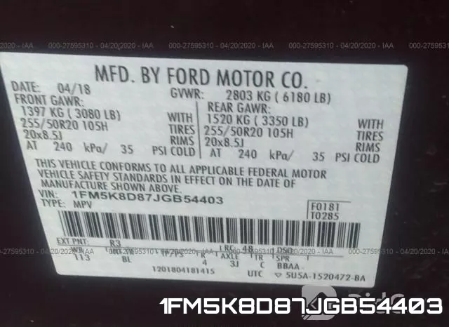 1FM5K8D87JGB54403 фото 10