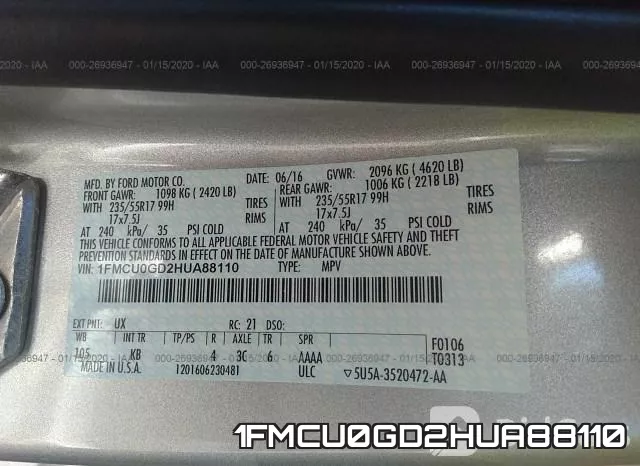 1FMCU0GD2HUA88110 фото 10