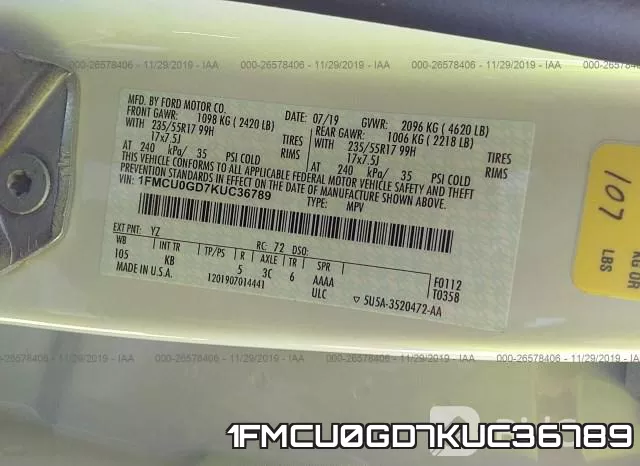 1FMCU0GD7KUC36789 фото 10