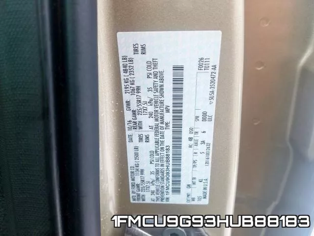 1FMCU9G93HUB88183 фото 2
