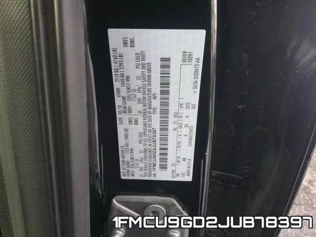 1FMCU9GD2JUB78397 фото 2