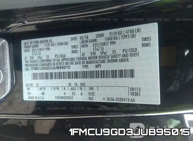 1FMCU9GD3JUB95015 фото 10