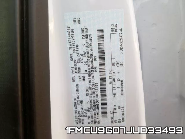 1FMCU9GD7JUD33493 фото 2