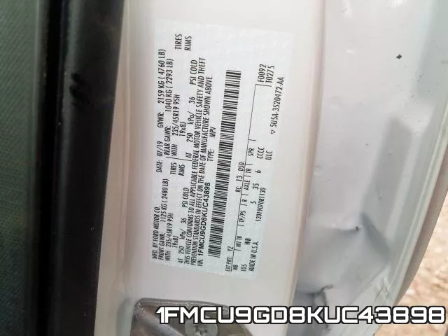 1FMCU9GD8KUC43898 фото 2
