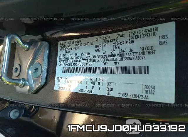 1FMCU9JD0HUD33192 фото 10