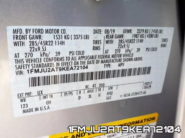 1FMJU2AT9KEA72104 фото 2