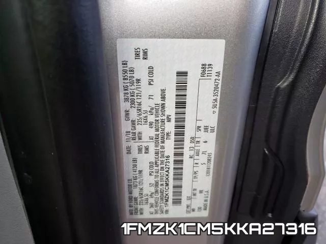 1FMZK1CM5KKA27316 фото 2