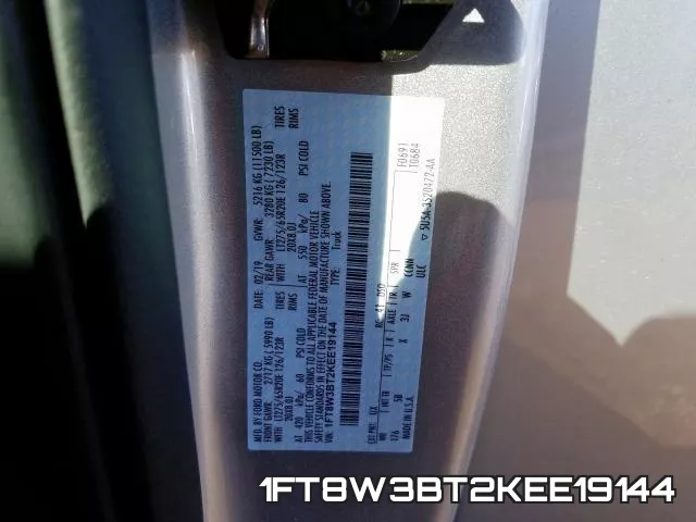 1FT8W3BT2KEE19144 фото 2
