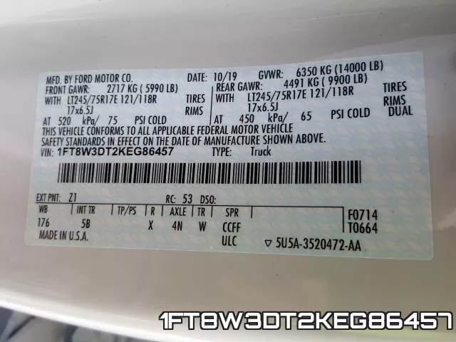 1FT8W3DT2KEG86457 фото 2