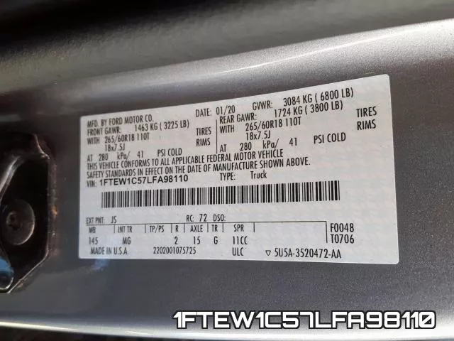 1FTEW1C57LFA98110 фото 2