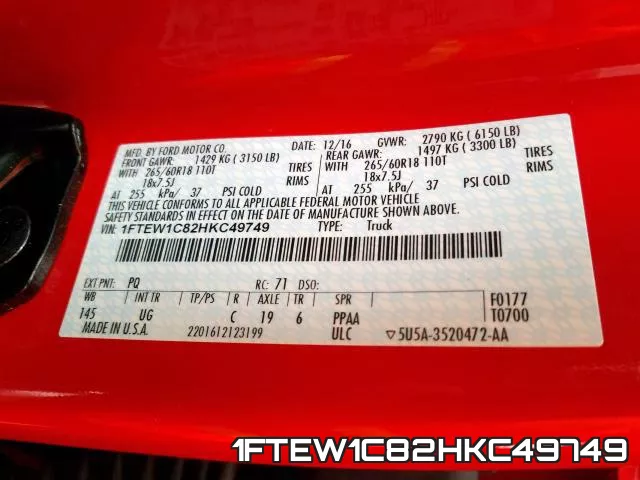 1FTEW1C82HKC49749 фото 2