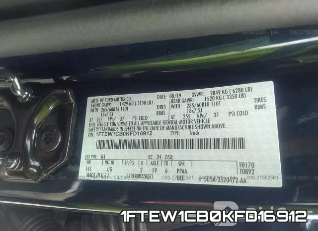 1FTEW1CB0KFD16912 фото 10