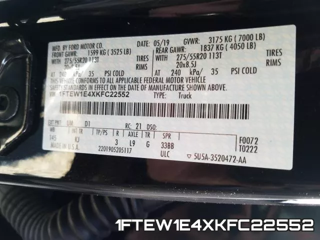 1FTEW1E4XKFC22552 фото 2