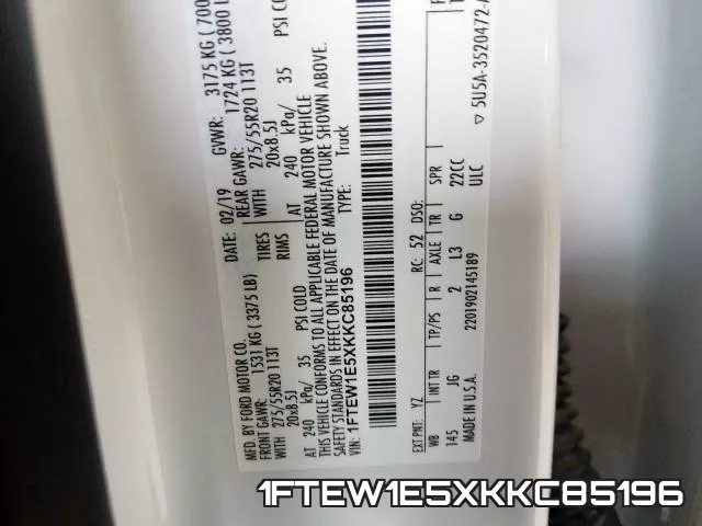 1FTEW1E5XKKC85196 фото 2