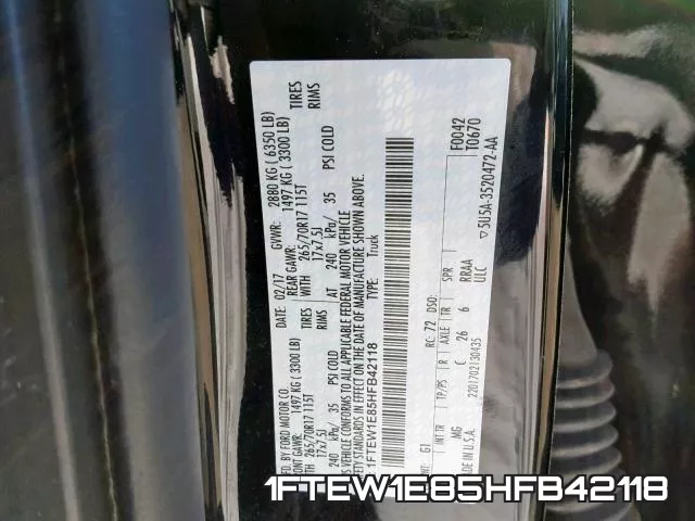 1FTEW1E85HFB42118 фото 2