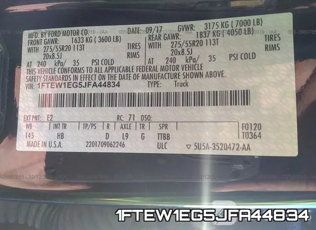 1FTEW1EG5JFA44834 фото 10