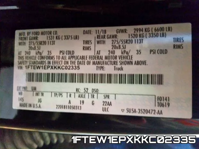 1FTEW1EPXKKC02335 фото 2