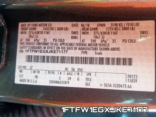 1FTFW1EGXJKE71177 фото 2