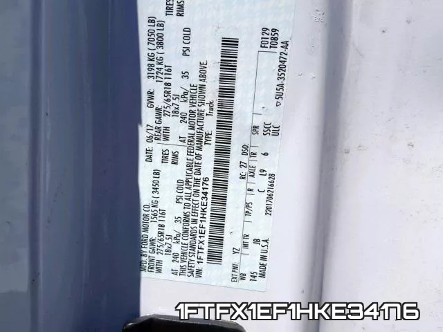 1FTFX1EF1HKE34176 фото 2