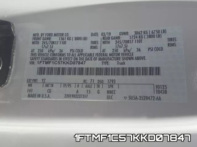 1FTMF1C57KKD07847 фото 2