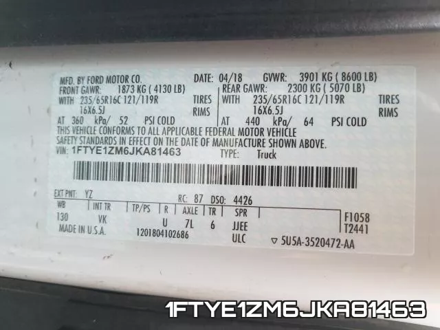 1FTYE1ZM6JKA81463 фото 2