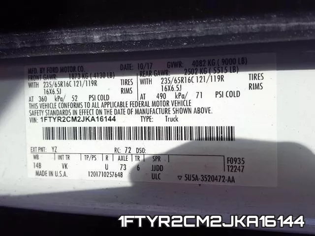 1FTYR2CM2JKA16144 фото 2