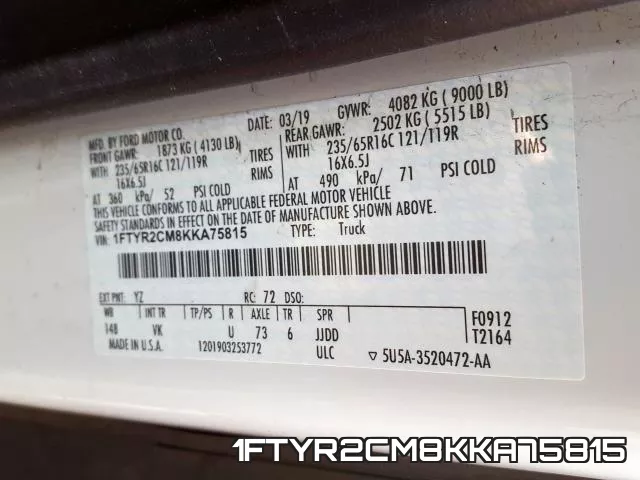 1FTYR2CM8KKA75815 фото 2