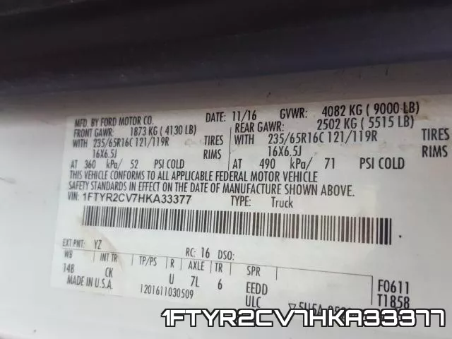 1FTYR2CV7HKA33377 фото 2