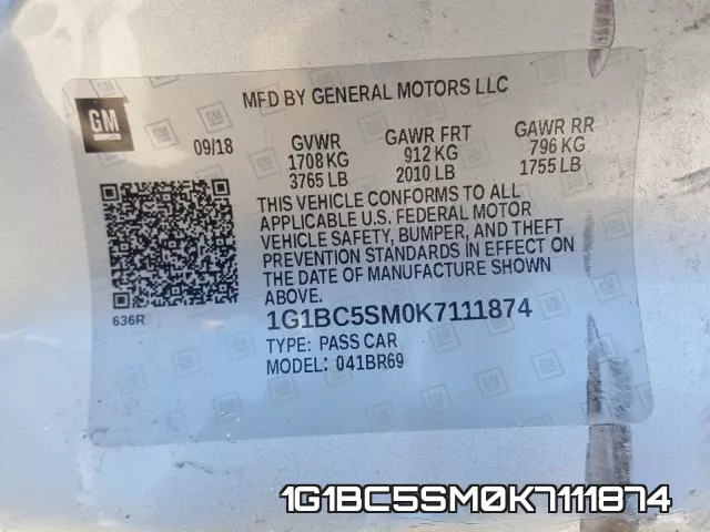 1G1BC5SM0K7111874 фото 2