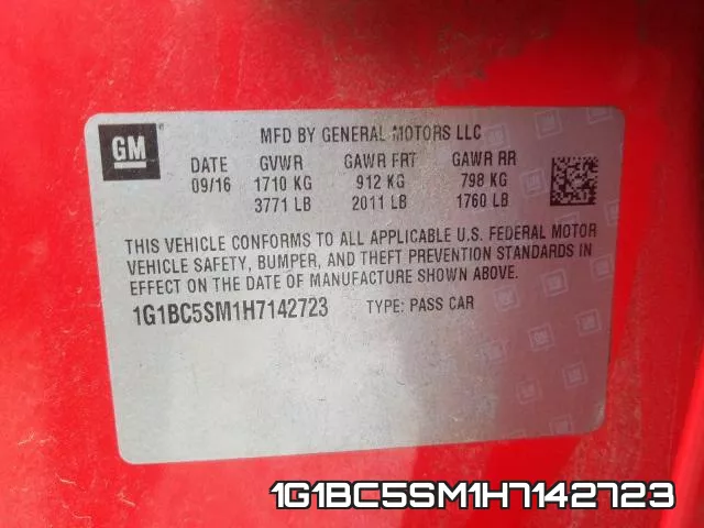 1G1BC5SM1H7142723 фото 2