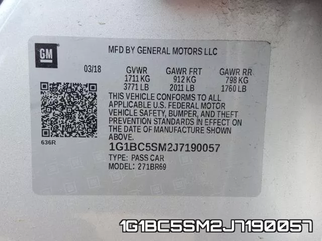 1G1BC5SM2J7190057 фото 2