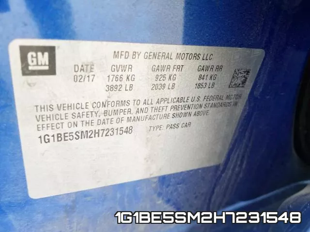 1G1BE5SM2H7231548 фото 2