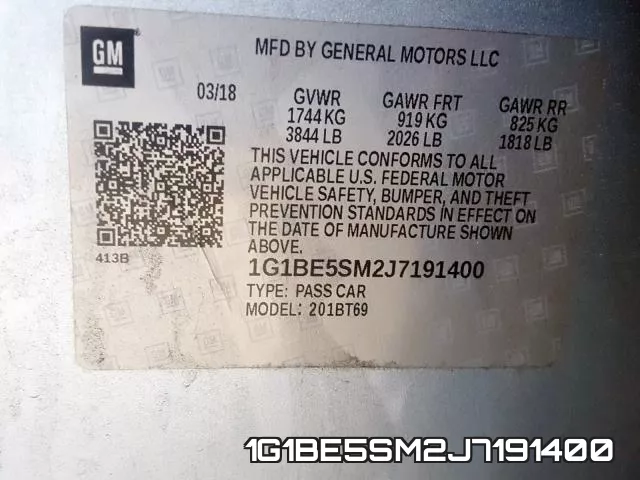 1G1BE5SM2J7191400 фото 2