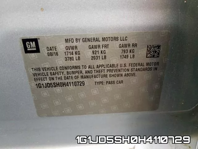 1G1JD5SH0H4110729 фото 2