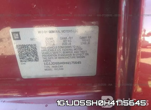 1G1JD5SH0H4175645 фото 10