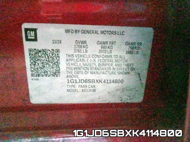 1G1JD6SBXK4114800 фото 2