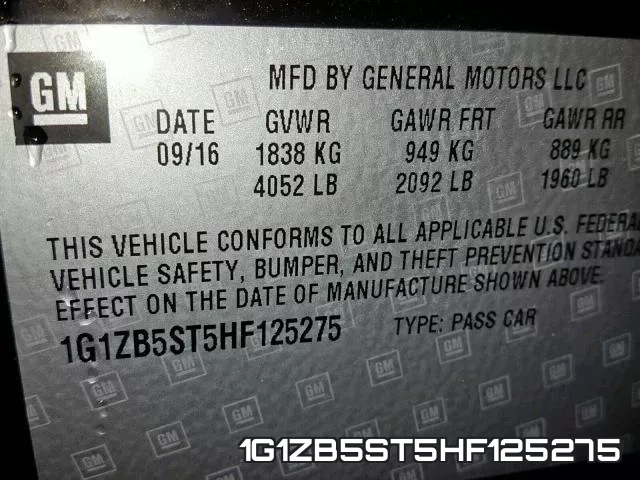 1G1ZB5ST5HF125275 фото 2
