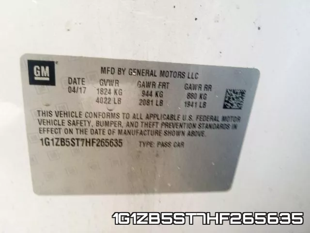 1G1ZB5ST7HF265635 фото 2
