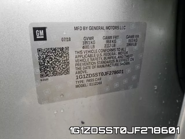 1G1ZD5ST0JF278601 фото 2