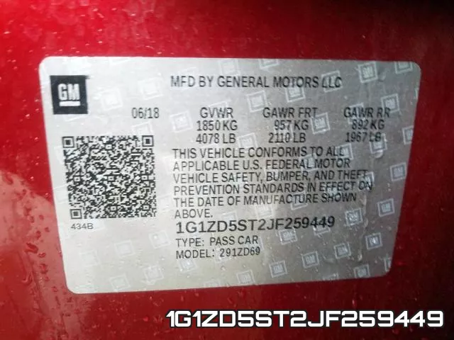 1G1ZD5ST2JF259449 фото 2