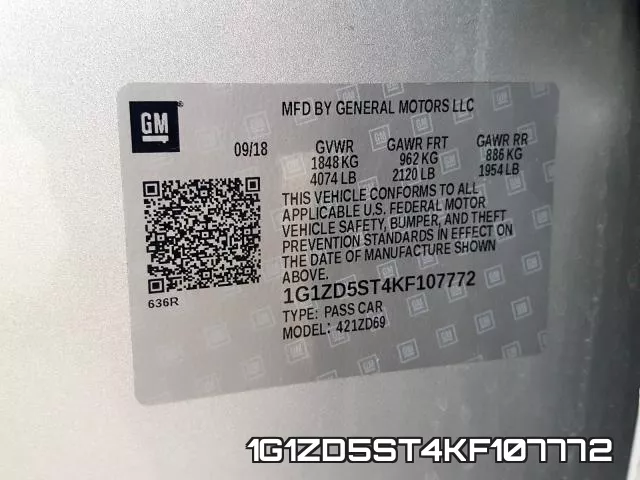 1G1ZD5ST4KF107772 фото 2