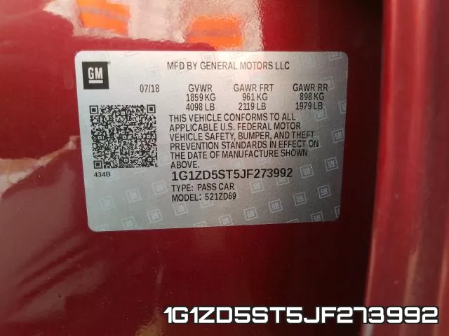 1G1ZD5ST5JF273992 фото 2