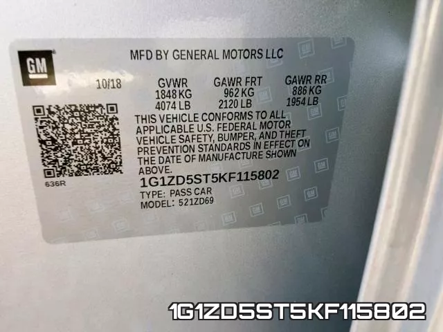 1G1ZD5ST5KF115802 фото 2