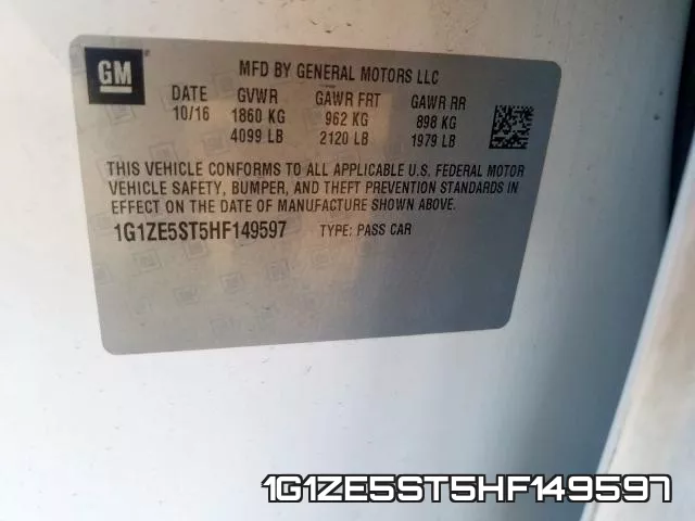 1G1ZE5ST5HF149597 фото 2