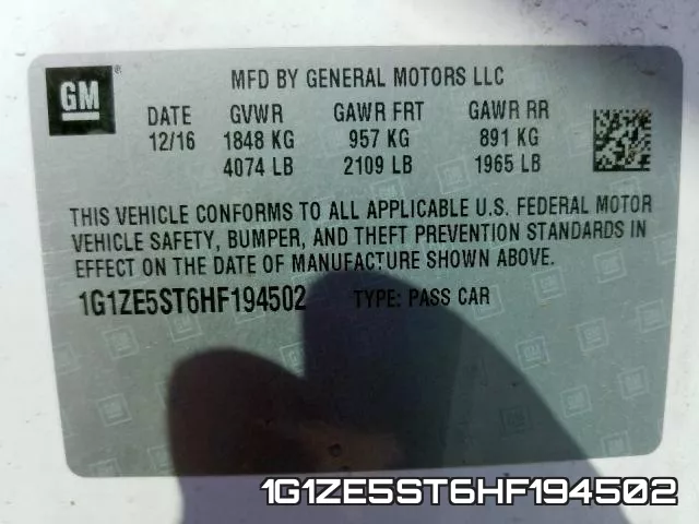 1G1ZE5ST6HF194502 фото 2