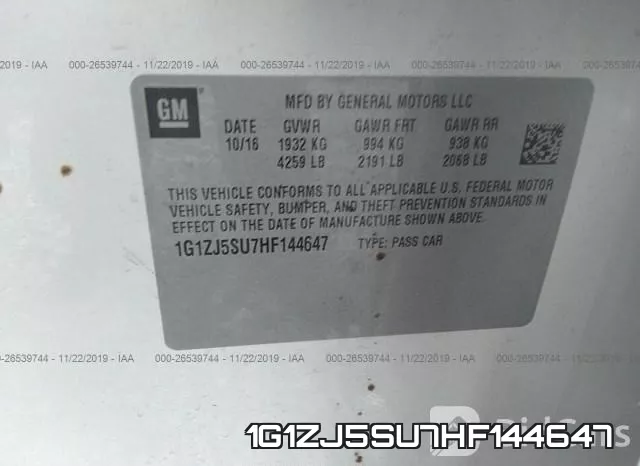 1G1ZJ5SU7HF144647 фото 10