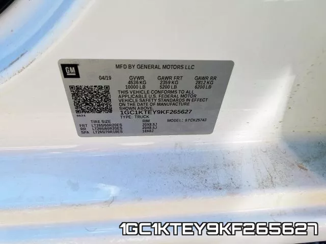 1GC1KTEY9KF265627 фото 2